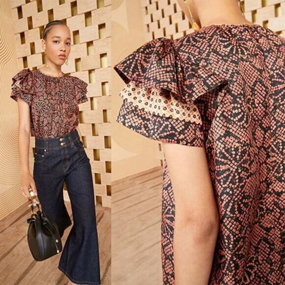 NEW Ulla Johnson Josefine Silk Layered Sleeves Top Women's Pink Thistle Size: 4 - Picture 7 of 7